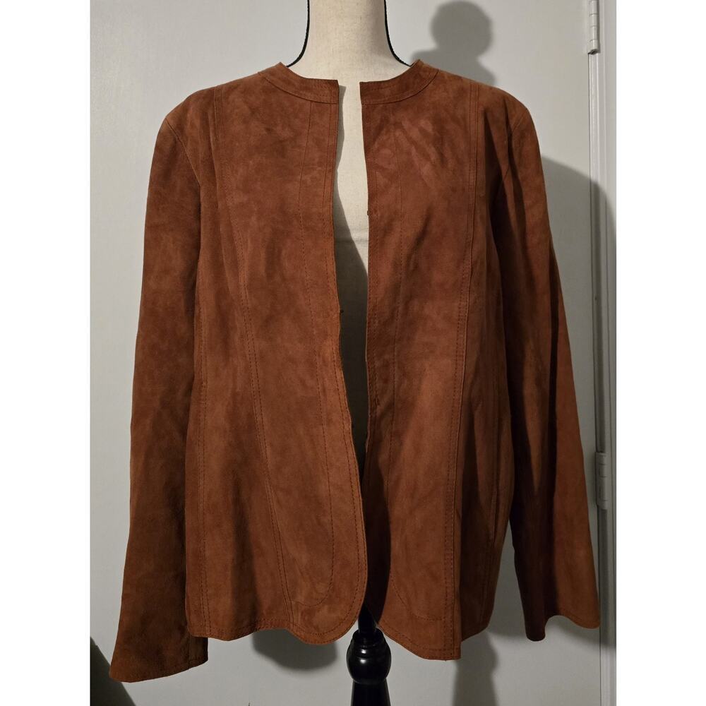 JONES NEW YORK SUEDE JACKET BLAZER LEATHER DRESSY CASUAL Copper Rust Sz 1X - Picture 2 of 10
